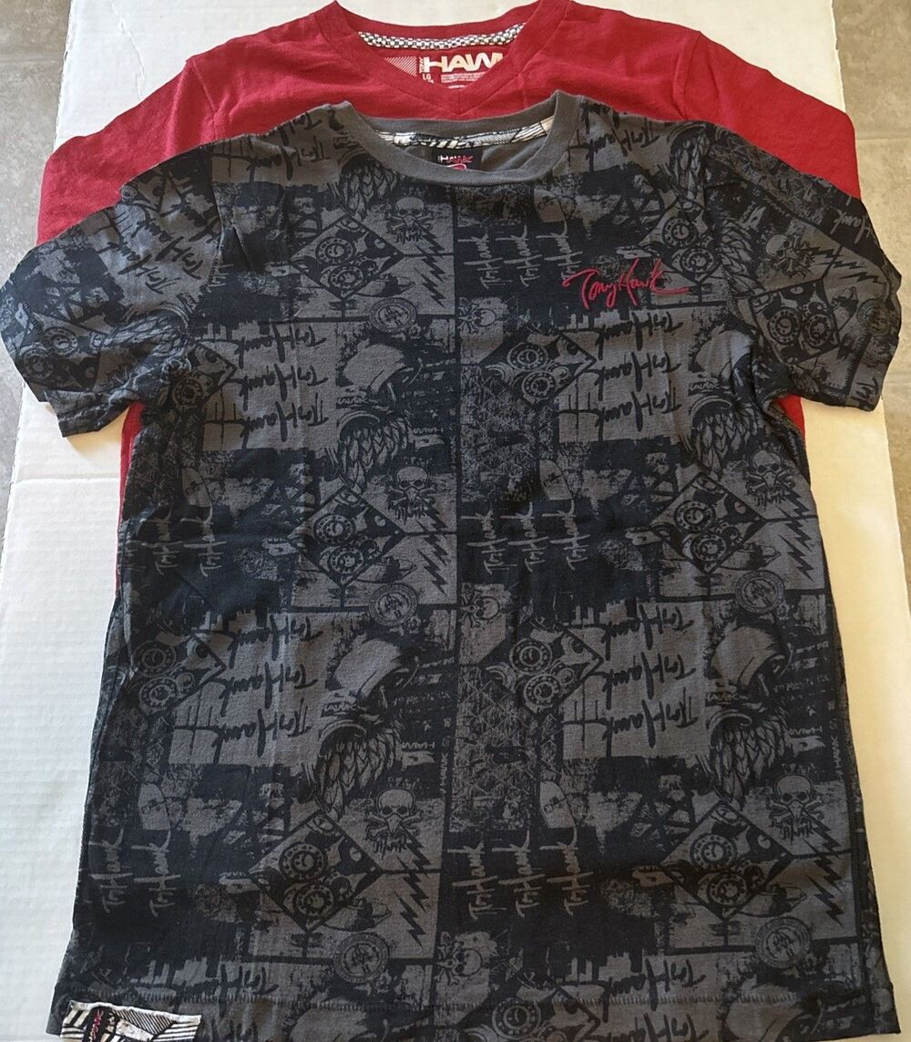 Tony Hawk Shirts Boys Large 14/16 Lot of 2 Skater Graphic Short Sleeve Tee